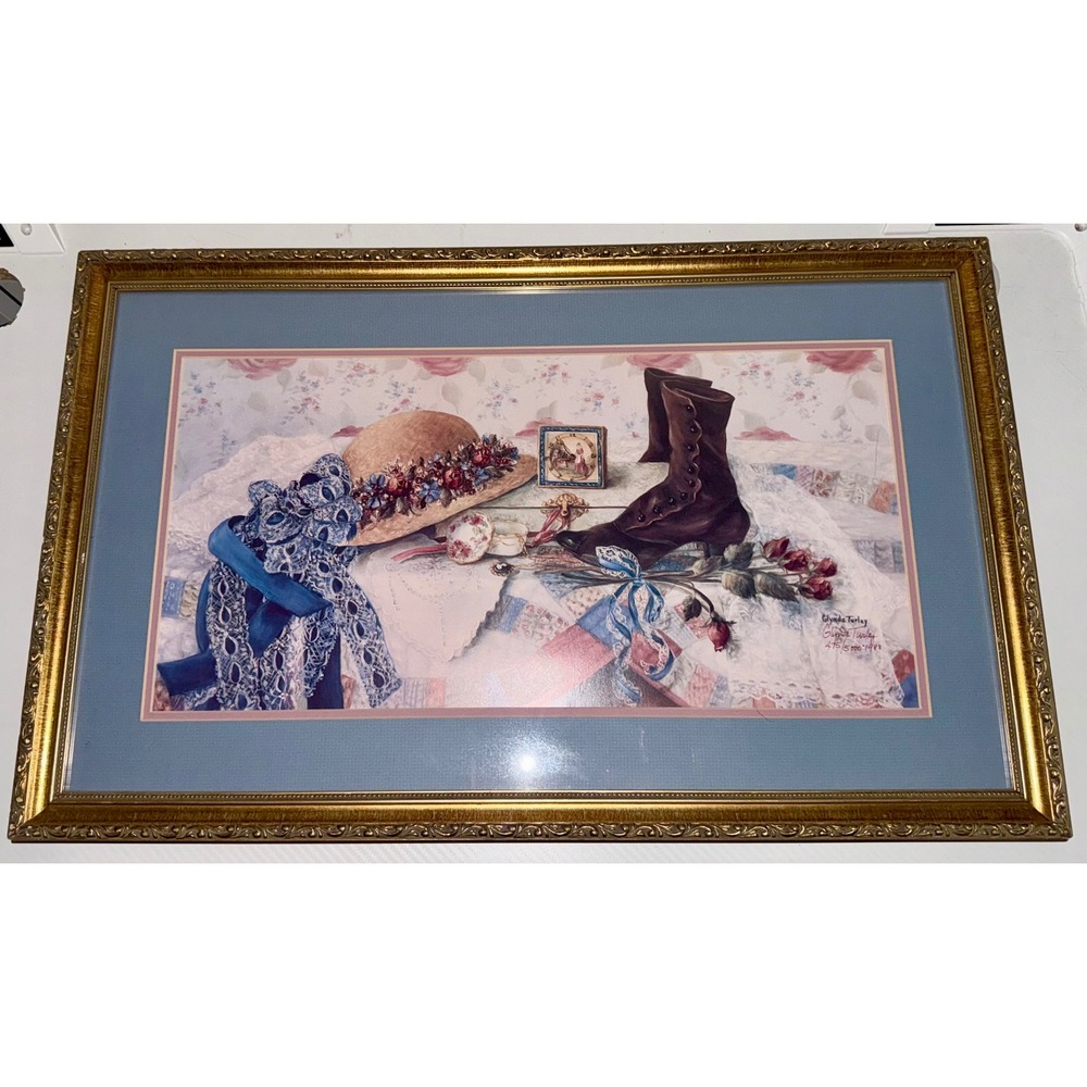 Glynda Turley Signed 26x16x1 Excellent Victorian Still Life Gold Frame 1988